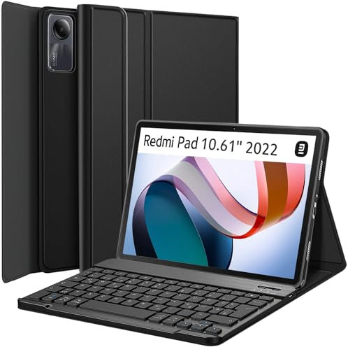 Wineecy Tastatur Hülle für Xiaomi Redmi Pad 10,61 Zoll 2022 Tablet, Slim Schutzhülle mit Magnetisch Abnehmbare Kabellose Deutsches QWERTZ Tastatur (Redmi Pad 10.61)