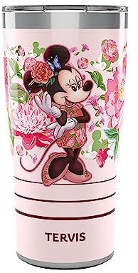 Tervis Traveler Disney Minnie Mouse Neo Chinese Floral Triple Walled Insulated Tumbler Travel Cup Keeps Drinks Cold & Hot, 20oz, Stainless Steel