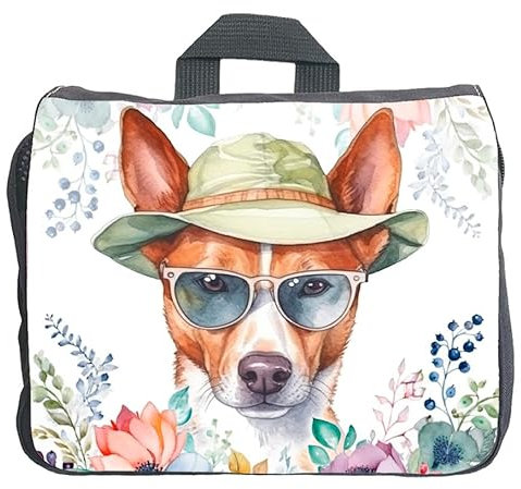 Cadouri Hundezubehörtasche mit Basenji - Aufbewahrungstasche mit Hunderasse für Hundebesitzer - originelles Geschenk - handgefertigt