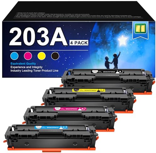 RUDGUZ 203A Toner Kompatibel für HP 203X CF540X CF540A Color Laserjet Pro M254dw M254nw M281fdw M281fdn M280nw M281cdw M254dn (Schwarz, Cyan, Gelb, Magenta, 4er-Pack)