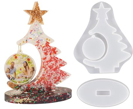 LAKSOL Bilderrahmen Silikonform Epoxidharz Bilderrahmen Form Fotorahmen Silikonform Mit Basis Halterung Weihnachten Resin Gießform Fotorahmen für DIY Basteln Hochzeit Geburtstag Home Dekoration