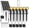 MEIKEE 6 in 1 Solar Spot Lights Outdoor Garden Color Changing Solar Landscape Light IP66 Waterproof 3 Colors Dimmable Smooth & Flash Modes Adjustable Garden Spike Lights for Garden Path Yard Lawn