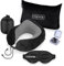 Cozyor Reiseset 4-teilig: Nackenkissen + Schlafmaske + Reisekissen & Reisedecke 2 in 1 + Ohrstöpsel, mit Rucksack-Clip & Kofferbefestigung, 100% Polyester für Flugzeug kompakt, Kinder & Erwachsene