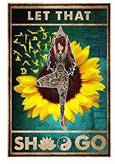1000 Piece Jigsaw Puzzle for Adults Let That Shit Go Yoga Lovers Yoga Girl Sunflowers De Love Sunflower Wooden Puzzle for Youth Children Home Decor Challenging Puzzle Game Family Toys Best Gift