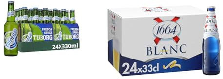 Tuborg Birra 24 Bottiglie da 33 cl + Blanc Birra, 24 Bottiglie, 33 cl
