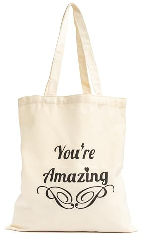 PHOENA Tote Bag - Reusable Grocery Bag - Organic Cotton Canvas - Eco Friendly - Beige, Large