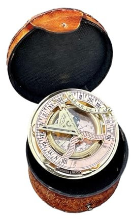 Messing-Sonnenuhr-Kompass – Personalisiertes Geschenk für Männer – Handgefertigte, Gravierte Sonnenuhr – Antikes Dekor für Ihn (Messing und Kupfer)