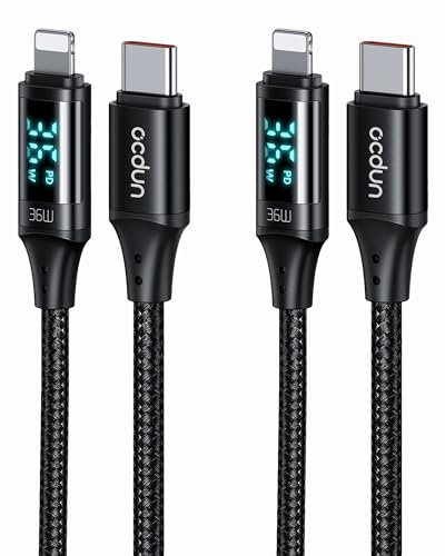 ocdun USB C to iPhone-Compatible Charging Cable 1.2M – 36W Fast Charge Cord with Nylon Braiding, Compatible with iPhone, iPad, AirPods, and More - Twin Pack