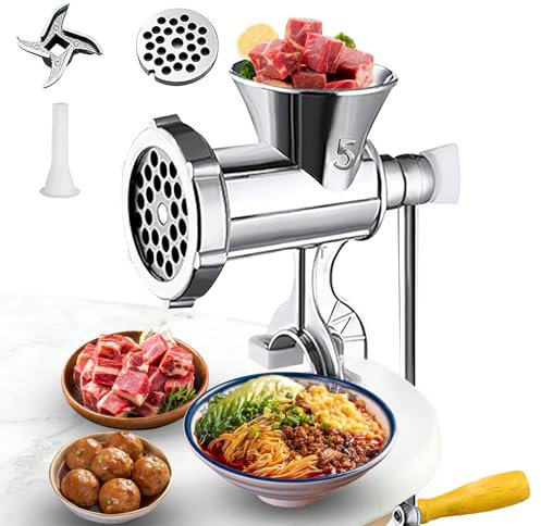 Ywmkasl Tritacarne Manuale, Produttore di salsicce, Tritacarne in acciaio inossidabile, tritacarne per uso domestico Tritatutto carne macinata, Strumento da cucina (taglia 5), CF0244