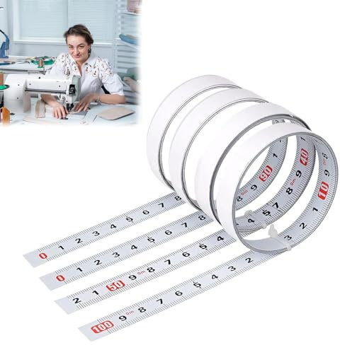 Selbstklebendes Maßband, 4 Stk Selbstklebendes Maßband, 1M Skalenbandmaß, Maßband zum Aufkleben für Vermessung Werkbänke(2 x Links nach Rechts, 1 x Rechts nach Links, 1 x Zentriert)