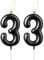 Pearl Black Number 33 Candle, Beautiful Party Cake Topper, Sparkling Black Birthday Cake Decoration for Women and Men