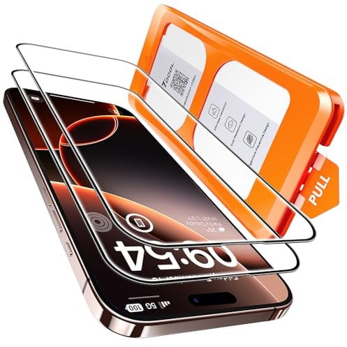 TOCOL 2 Pack for iPhone 16 Pro Screen Protector 6.3-Inch, Instant Installation, 16FT Military Grade Shatterproof, 9H+ Hardness Tempered Glass, Case Friendly, HD Clear Full Coverage Protection