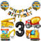 Deko 3. Geburtstag Junge Bagger Geburtstagsdeko 3 jahr Mädchen Foilballons Fahrzeug Luftballon 3. Geburtstag Schwarz Zahl Ballon 3 Party Deko