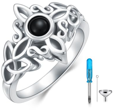 HUKKUN Hexen Urnen Ringe Damen Silber 925 Hexen Mini Urne für Asche Andenken an Verstorbene Asche Schmuck zum Befüllen (56.5(18))
