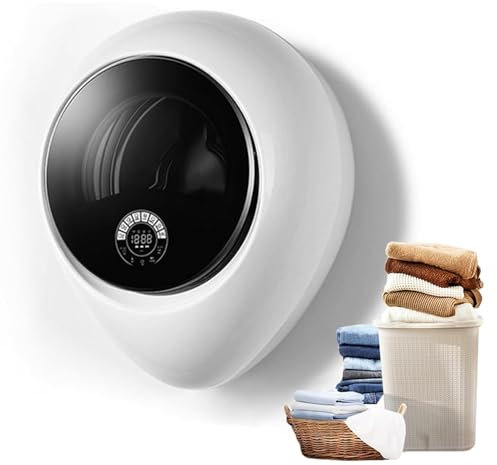 TRTDYFKH Lave-Linge Mural Capacité 3 kg Température 95 °C Sèche-Linge Compact Verre trempé Contrôle Intelligent for Appartement, Camping-Cars, dortoirs 1200 W