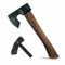 Meleg Otthon Axt Survival,36cm Axt Holz spalten,Handgeschmiedete Wikinger Axt mit Scheide für Camping,Garten,Wald，Geschenke für Männer (Dunkelbraun)