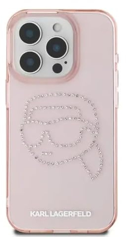 CG MOBILE Karl Lagerfeld IML Hard Case for iPhone 16 Pro with Rhinestones Karl Head Logo, Slim Profile, Lightweight, Easy Snap-on, Drop Protection, Sustainable Packing - Pink