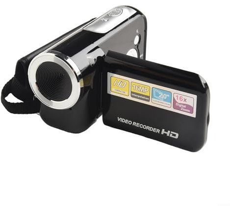 Gdfnmogo Videocamera digitale portatile 1080p HD 16X zoom con schermo girevole da 2,4 pollici, angoli facilmente regolabili per fornire immagini vivide e chiare (nero)