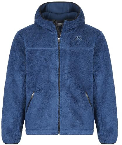 Kappa - Felpa con Zip, Uomo, Blu, Poliestere, Sportivo, Logo Lui Sherpa, Taglia: L