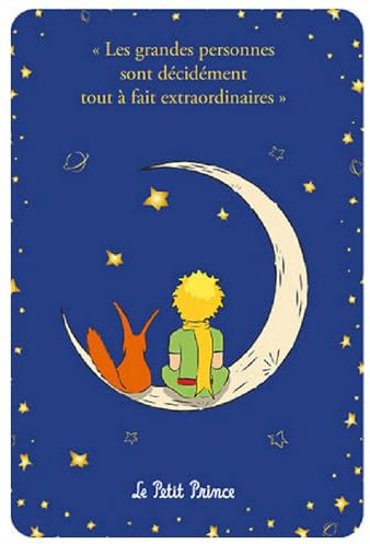 KIUB Postkarte Der kleine Prinz und der Fuchs sitzend auf dem Mond (10 x 15 cm)
