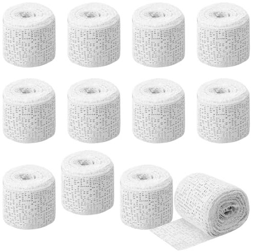 UOCAI 12 rotoli di bende in gesso per il fai da te, per la pancia del bambino, per la pancia, per il fai da te, per modellismo, asciugatura rapida, 5 cm x 2,7 m