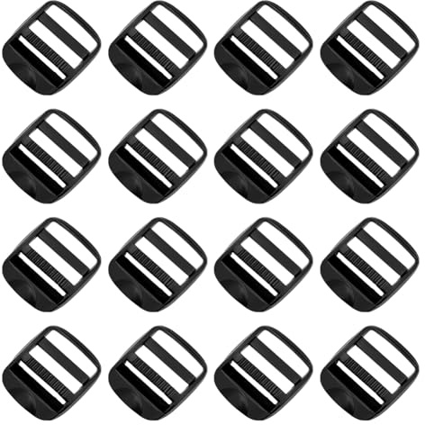 CRAFTYMELODY 16Pcs Ladder Lock Slider 1.52x1.3Inch Black Ladder Slider Buckles Quick Side Release Adjustable Zinc Alloy Buckles Webbing Strap Release Buckle Package Accessories for Backpack Strap