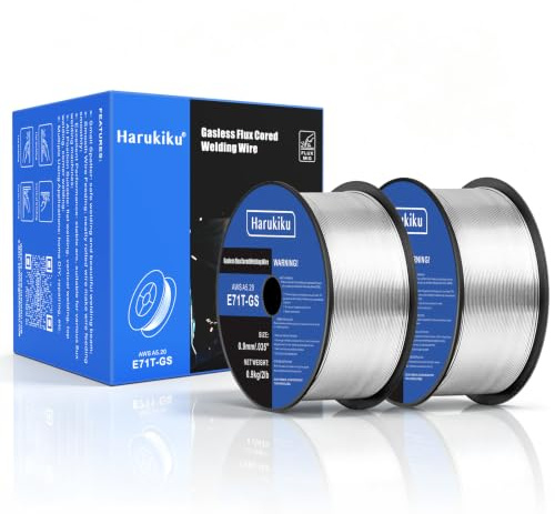 HARUKIKU Filo Animato No Gas 0,9mm Peso netto: 0,9 kg - Doppia Bobina E71T-GS per Saldatrice MIG, Kit Saldatura Semiautomatica (2 Confezionee)