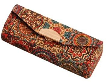 Vyloky Vintage Lippenstift Etui mit Spiegel Klappbar Kosmetik Organizer Aufbewahrungsbox Tragbar für Lippenstifte Make Up und Schmuck Multifunktional Staubdicht Stilvoll (Blume5)