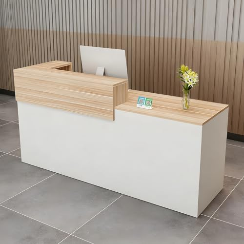 CCUKTFN Empfangstheke mit Schublade und offenen Regalen, moderner Empfangstresen 100–240 cm, Rezeptionstheke für Büro, Salon, Lobby und Einzelhandelsgeschäft