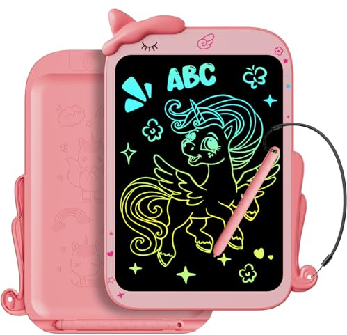 Electight LCD Schreibtafel für Kinder 10 Zoll, Tier-Cartoon-Design, Bunt | Löschbar Zaubertafel, Elektronisches Augenschonend Tragbar Malbrett, Spielzeug Geschenk für Mädchen 3 4 5 6 7 Jahren - Rosa