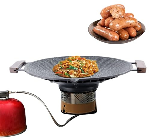 Gihioue Grill Pan for Stove Top, Frying Pan with Handles, for Roasting, Grilling, Braising, Kitchen, Indoor, Cooking, Outdoor Grilling