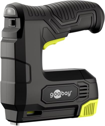 goobay 2in1 Elektrotacker-Set mit Akku 4V- mit Klammern oder Nägeln bestückbar - verschießt ca. 30 Klammern pro Minute - für Polster- Holz- oder Renovierungsarbeiten - inkl. Ladekabel - 77819