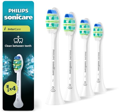 Philips Sonicare InterCare – têtes de brosse de rechange pour brosse à dents électrique sonique Philips Sonicare, coloris blanc, pack de 4, modèle HX9004/87