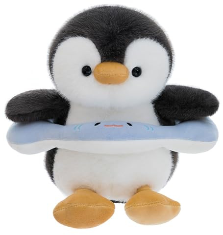 Xiyocadt Pinguin Kuscheltier, Pinguin Plüschtier mit Schwimmring, Flauschiger Stofftier Schmusetier zum Spielen, Sammeln & Kuscheln, Plüsch Spielzeug Kissen Geschenk für Kinder Mädchen Jungen (30cm)