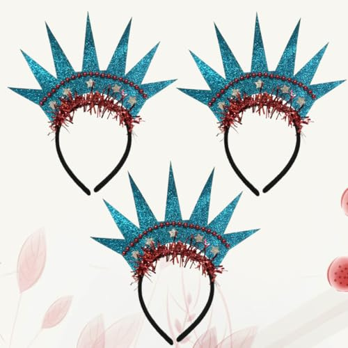 LOORGVEL 3 Stück Statue Of Liberty Haarreif Party Kopfschmuck Leichtes Stirnband mit Kronen Design für Festlichen Haarschmuck