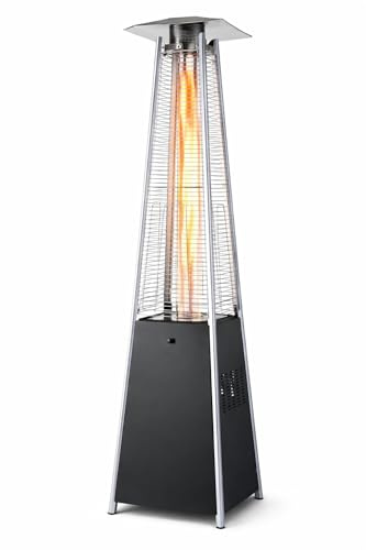 Field & Flame Alder (CZGB-1) Pyramid Gas Patio Heater, 13kW / 45,000 BTU Outdoor Garden Heater with Visible Flame, Freestanding Propane Patio Heater for Patio, Terrace & Garden, Black
