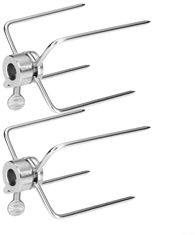 2pcs barbacoa asador carne tenedores abrazaderas acero inoxidable 4-Prong Grill Skewer