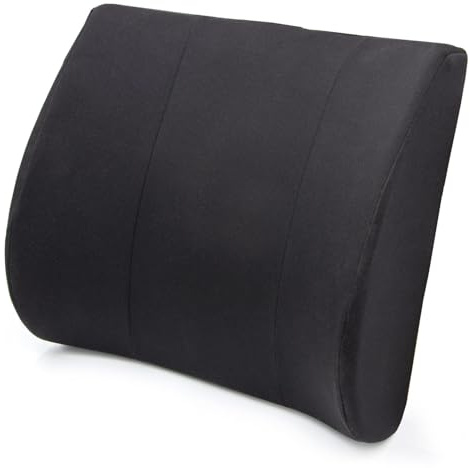 DMI Lumbar Support Pillow for Chair to Assist with Back Support with Removable Washable Cover to Ease Lower Back Pain while Improving Posture, 14 x 13 x 5, Contoured Foam, Standard, Black