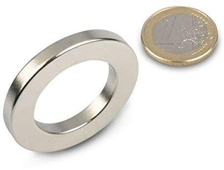 magnets4you Ringmagnet Ø 40,0 x 25,0 x 5,0 mm Magnetring aus N42 Nickel - diametral, Neodym Supermagnet Powermagnet Haftmagnet