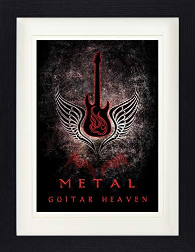 1art1 Gitarren Poster Guitar Heaven, Metal Gerahmtes Bild Mit Edlem Passepartout | Wand-Bilder | Im Bilderrahmen 40x30 cm