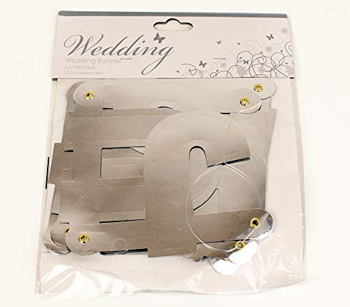 Wedding Banner Just Married 1.37m , Silver letters