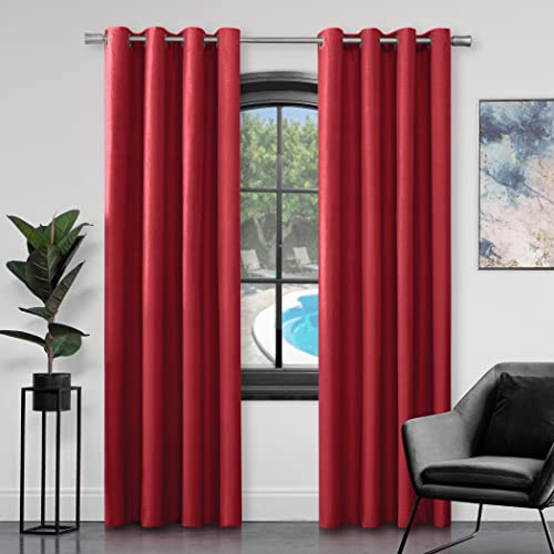 Gaveno Cavailia Luxury Fully Lined Plain FAUX SILK EYELET CURTAINS With Tie Backs Magenta 90x90 Inches