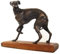 Deko Windhund Hund auf Holz Sockel Gußeisen Höhe ca. 15,5 cm