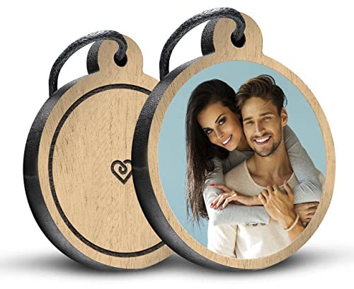Premium schenkYOU Schlüsselanhänger mit Foto aus Eichenholz rund - personalisierte Geschenkidee zu für Muttertag