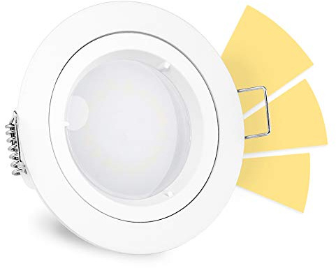 linovum® fourSTEP Einbauspot LED dimmbar ohne Dimmer - LED GU10 5W warmweiß 230V - rundes Downlight für Innen in matt weiß