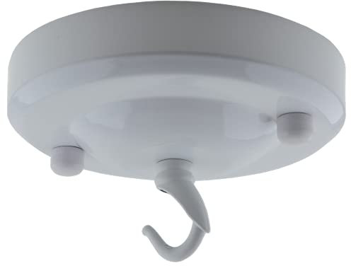 Art Deco Emporium Vintage Period Styled Complete Metal Ceiling Rose with Chain Hook (Fully Earthed) in Gloss White Finish