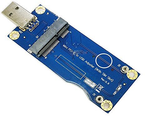 Mini adaptador PCI-E a USB con ranura para tarjeta SIM para módulo WWAN/LTE (grado industrial)