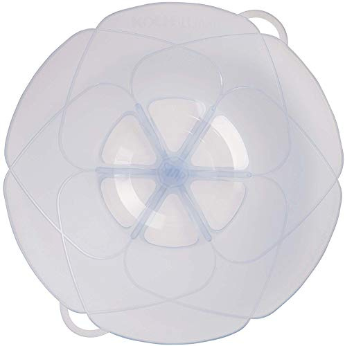 Kochblume The Original, Silicone Boil Over Protector for Pots and Pans, Microwave Lid, Splash Guard and Steamer Attachment (Ice Blue, L, Pot Size 14-24 cm)