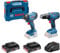 Professional 18V System Bosch perceuse-visseuse à percussion sans-fil GSB 18V-21 et visseuse à chocs sans-fil GDR 18V-160 (avec 2 batteries 2,0 Ah, chargeur AL1820 CV, dans L-BOXX 136)