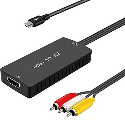 Convertidor HDMI a RCA, adaptador convertidor de audio de video compuesto HDMI a AV, compatible con PAL/NTSC para PS4, Xbox, Switch, TV Stick, Blu-Ray, reproductor de DVD,